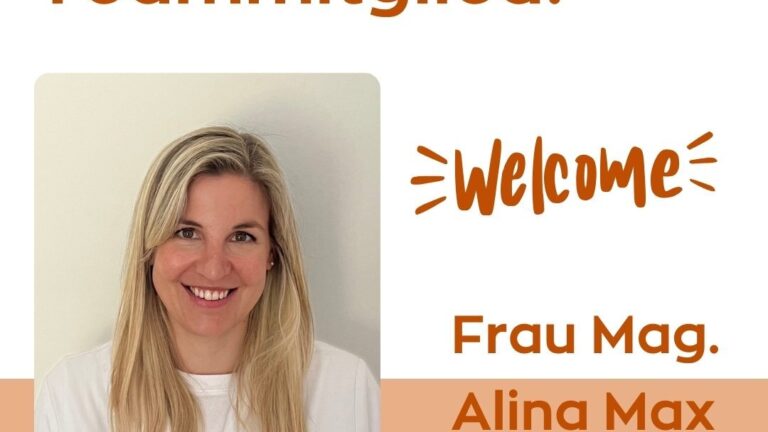 Begrüßung des neuen Teammitglieds Frau Mag. Alina Max in der Marien Apotheke mit einem lächelnden Porträt und informative Gestaltung.
