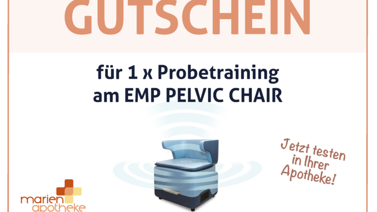 Gutschein für ein Probetraining am EMP Pelvic Chair, abgebildet auf einem weißen Hintergrund.