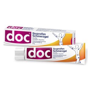 Tube mit Ibuprofen Schmerzgel, 5 % Gel, zur schmerzlindernden und entzündungshemmenden Anwendung.