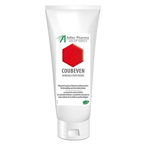 Tube mit mineralstoffcreme für die Pflege von Couperose und Besenreisern, mit einem weißen und roten Design.