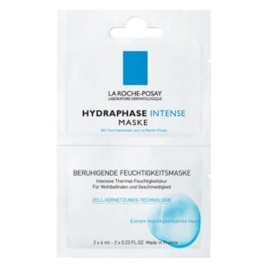 Verpackung einer Gesichtsmasken-Produktprobe mit Beschreibung und Anwendungshinweisen.