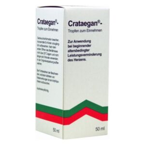 Verpackung von Crataegan®, einem Medikament in Tropfenform zur Unterstützung der Herzleistung bei älteren Menschen.