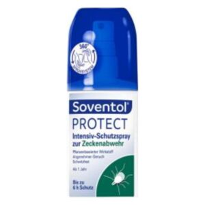 Sprayflasche mit intensivem Schutz zur Zeckenabwehr, pflanzenbasiert, wirksam bis zu 6 Stunden.
