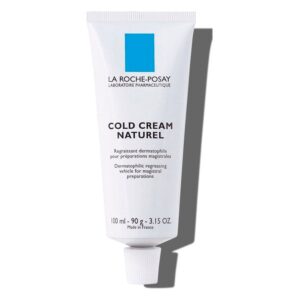 Tube mit kosmetischer Creme von La Roche-Posay, beschriftet als 'Cold Cream Naturel', weiße Verpackung mit blauer Markierung.