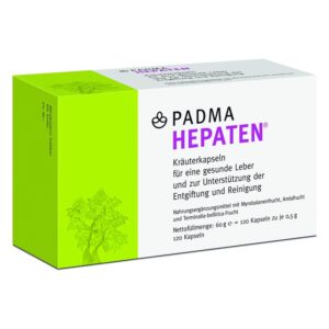Verpackung von PADMA HEPATEN Kräuter-Kapseln zur Unterstützung der Lebergesundheit und Entgiftung.