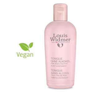 Flasche mit rosa Tonikum ohne Alkohol von Louis Widmer, vegan, für jeden Hauttyp.