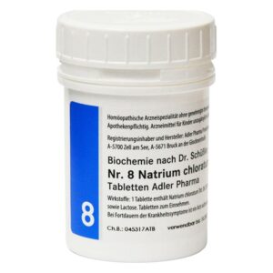 Runde Tablettenverpackung mit blauer und weißer Etikettierung, enthält homöopathische Mittel gegen verschiedene Beschwerden.