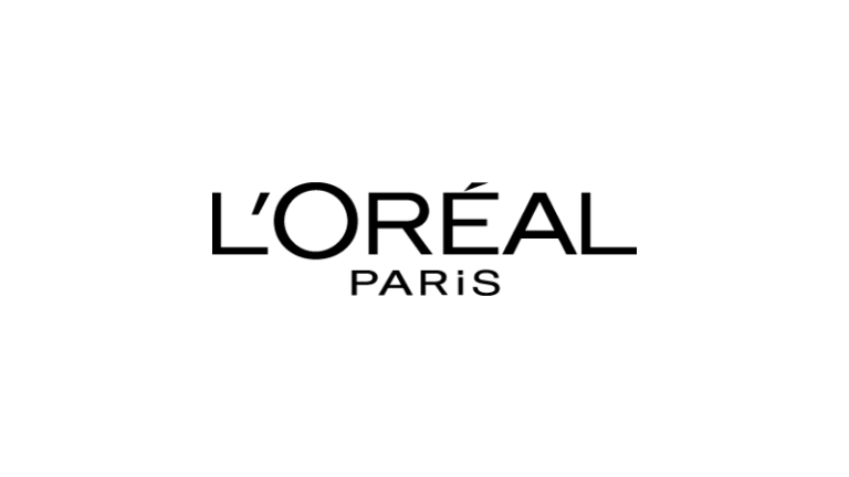 Logo von L'Oréal Paris in schwarzer Schrift mit einem betonten Akzent auf dem "E".