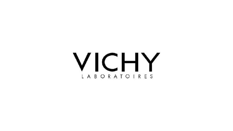 Logo von Vichy Laboratoires in klarer, schwarzer Schrift auf weißem Hintergrund.