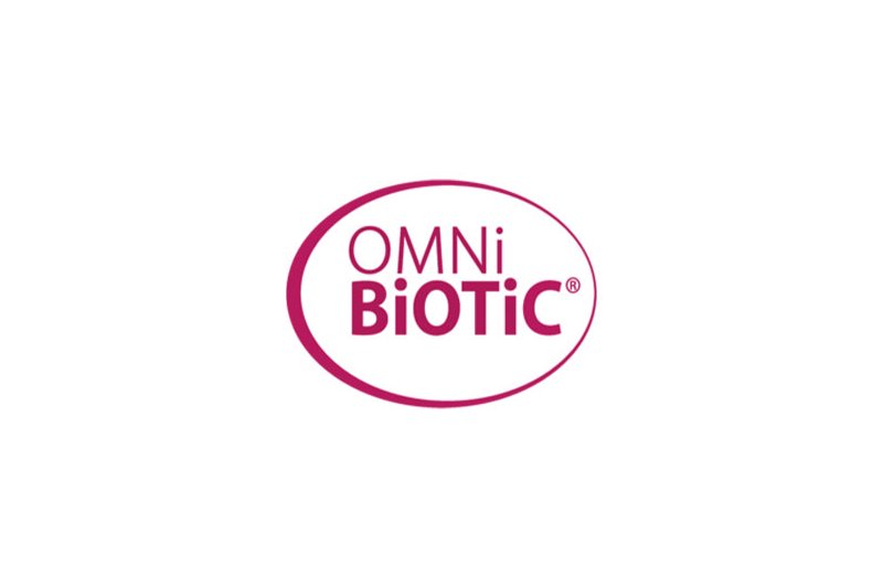 Logo von OMNi BiOTiC in rot auf weißem Hintergrund, oval umrandet.