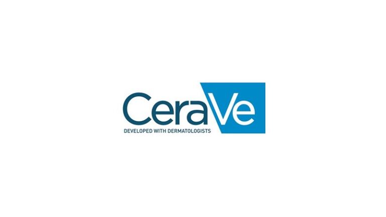 Logo von CeraVe in blauer Schrift, begleitet von dem Zusatz "DEVELOPED WITH DERMATOLOGISTS".