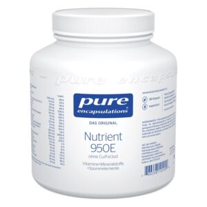 Runder, weißer Behälter mit Schraubverschluss, gekennzeichnet mit "Nutrient 950E" und Informationen zu Inhaltsstoffen.